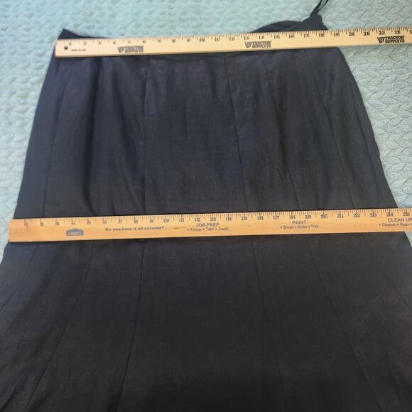 Lauren Ralph Lauren Black 100% Linen Midi Flared A Line Skirt 14W - Picture 4 of 11